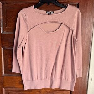 Cable & Gauge Blush Pink Cutout Sweater